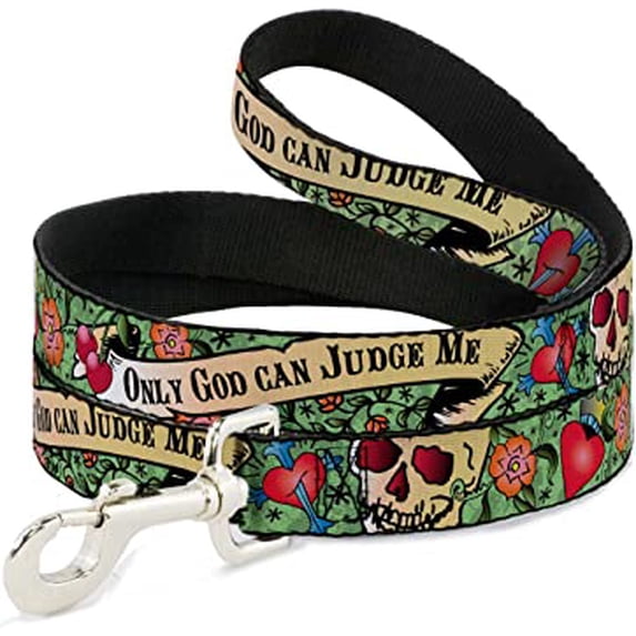 Buckle-Down Dog Leash Only God Can Judge Me Green Available in Different Lengths and Widths for Small Medium Large Dogs and Cats