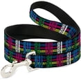 thumbnail image 1 of Buckle-Down Dog Leash Plaid Black Neon Animal Skins Available in Different Lengths and Widths for Small Medium Large Dogs and Cats, 1 of 1