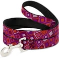 thumbnail image 1 of buckle-down "skewed squares stacked purple orange pinks" dog leash, 1 of 1