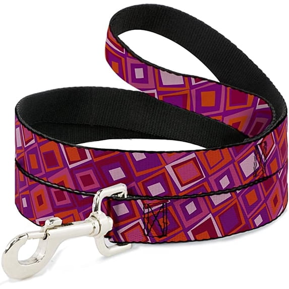 buckle-down "skewed squares stacked purple orange pinks" dog leash