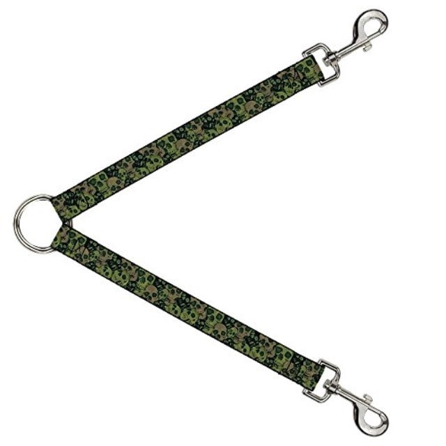 Buckle Down Dog Leash Splitter Camo Olive Black Skull Yard2 1 Foot Long 1 Inch Wide