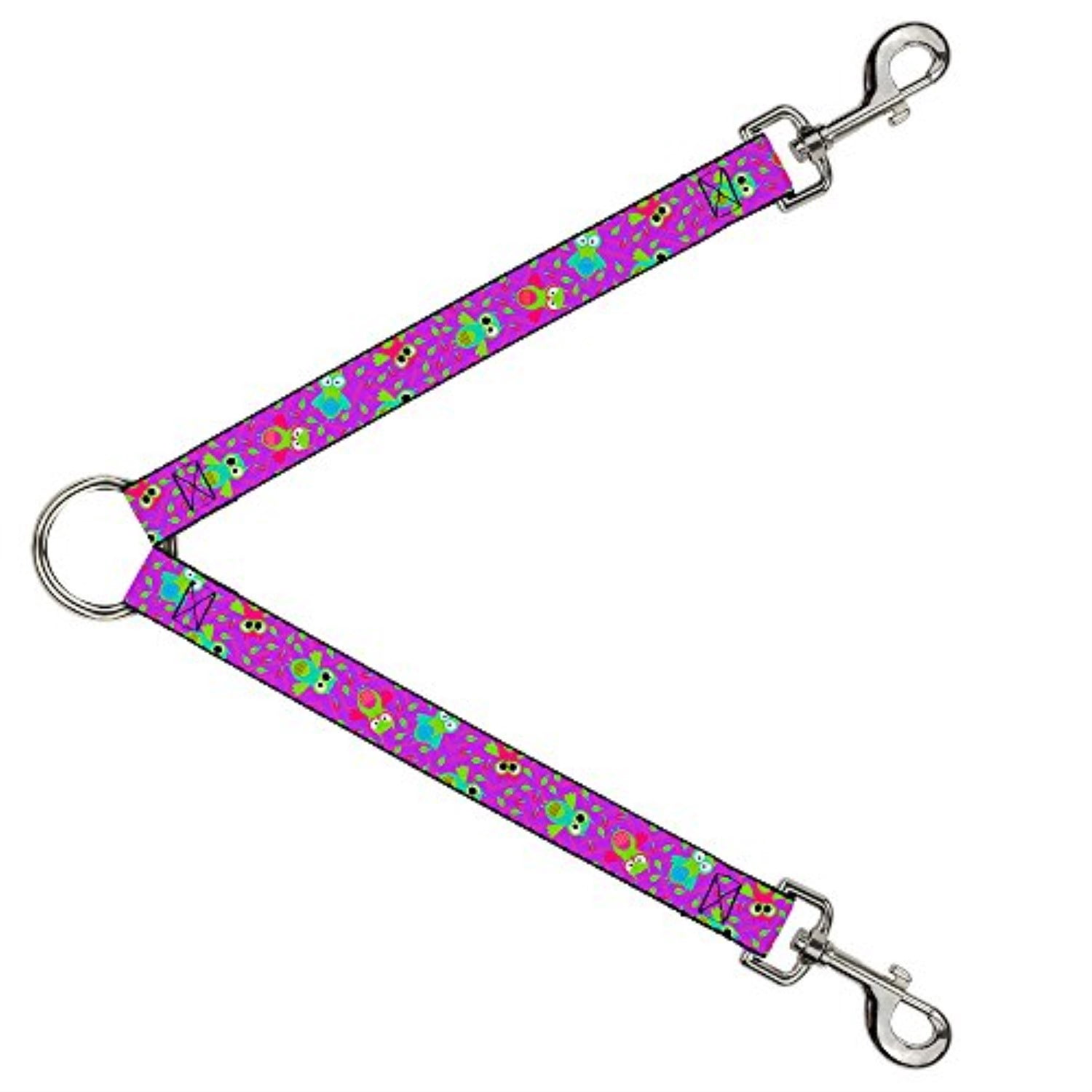 Buckle Down Dog Leash Splitter Flying Owls Leaves Purple Multi Color 1 Foot Long 1 Inch Wide