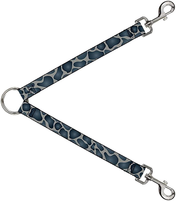 Buckle-Down Dog Leash Splitter Giraffe Spots Gray Charcoal 1 Foot Long 1 Inch Wide