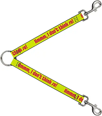 Buckle-Down Dog Leash Splitter Hmmm I Dont Think So Yellow Pink 1 Foot Long 1 Inch Wide
