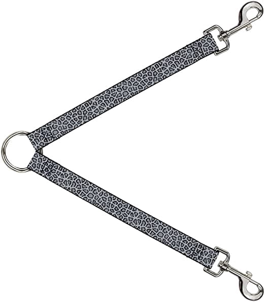Buckle-Down Dog Leash Splitter Leopard White 1 Foot Long 1 Inch Wide