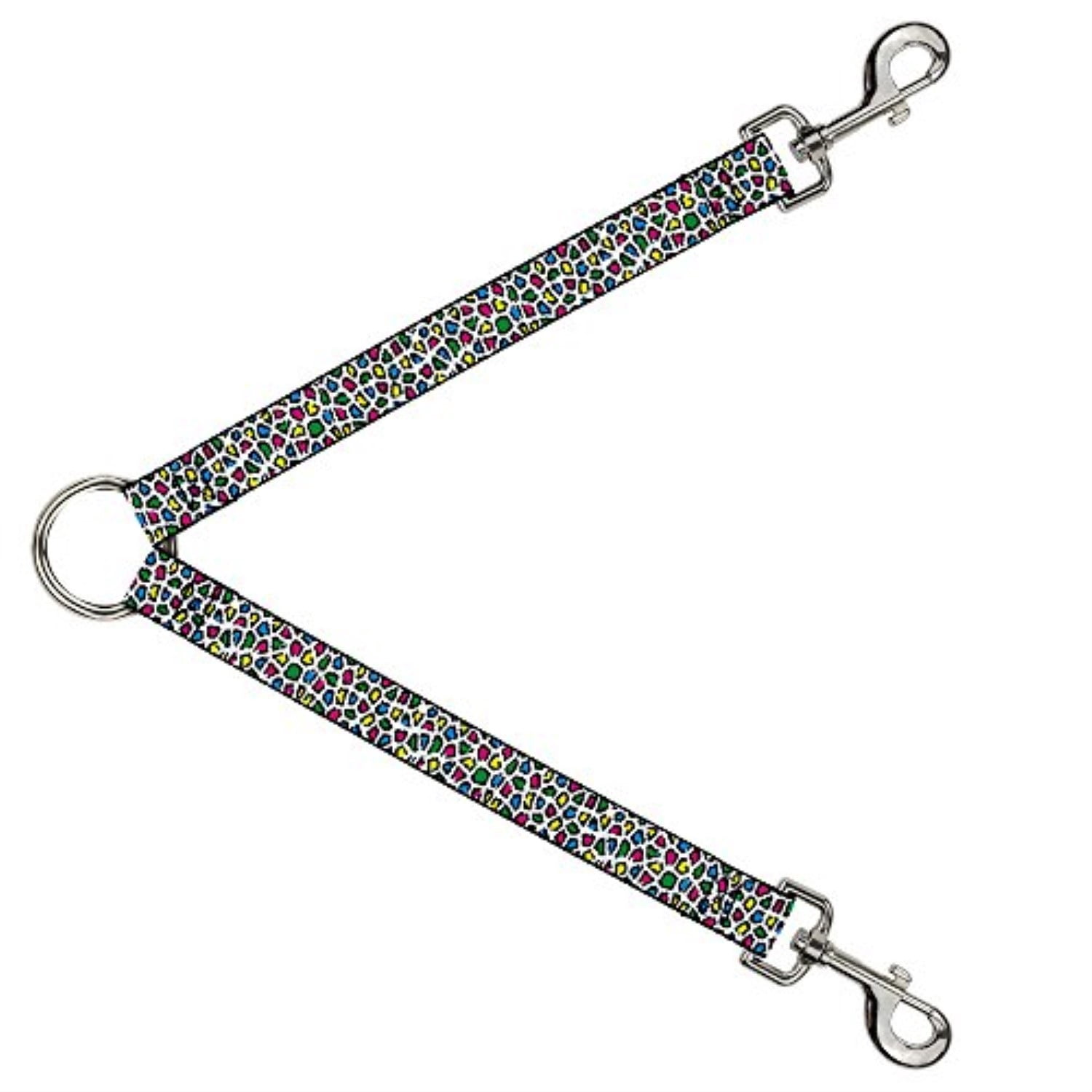 Buckle Down Dog Leash Splitter Leopard White Multi Color 1 Foot Long 1 Inch Wide