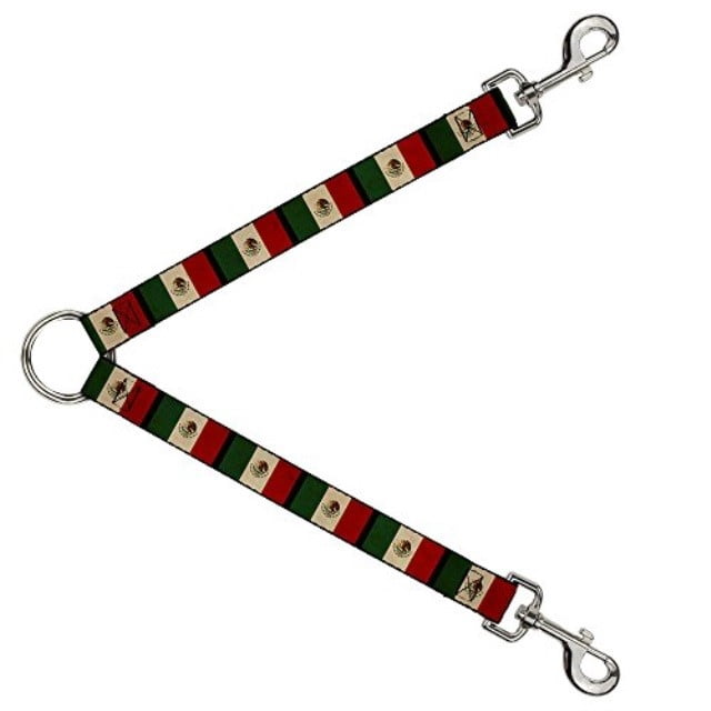 Buckle Down Dog Leash Splitter Mexico Flag Distressed 1 Foot Long 1 Inch Wide