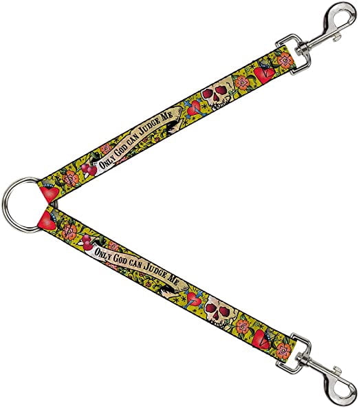 Buckle-Down Dog Leash Splitter Only God Can Judge Me Yellow 1 Foot Long 1 Inch Wide