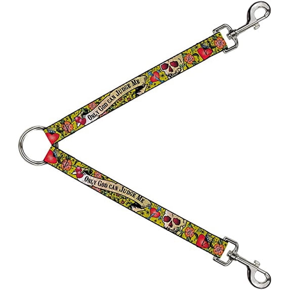 Buckle-Down Dog Leash Splitter Only God Can Judge Me Yellow 1 Foot Long 1 Inch Wide