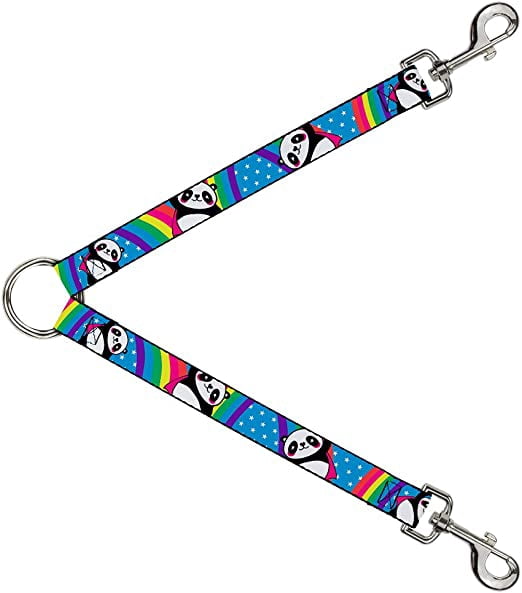 Buckle-Down Dog Leash Splitter Pandas Rainbows Stars 1 Foot Long 1 Inch Wide