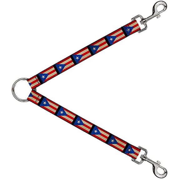 Buckle-Down Dog Leash Splitter Puerto Rico Flag Weathered 1 Foot Long 1 Inch Wide