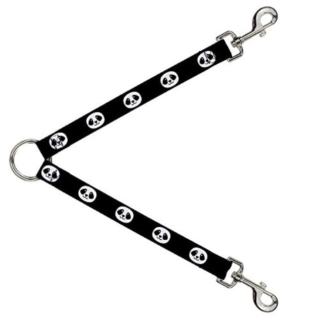 Buckle Down Dog Leash Splitter Smiling Panda Face Black White 1 Foot Long 1 Inch Wide