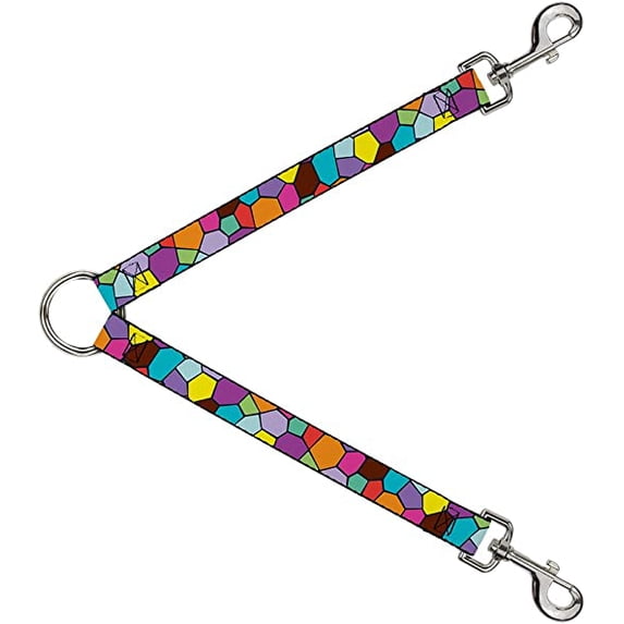 Buckle-Down Dog Leash Splitter Stained Glass Mosaic2 Multi Color Navy 1 Foot Long 1 Inch Wide