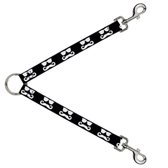 Buckle Down Dog Leash Splitter Sunglasses Mustache Black White 1 Foot Long 1 Inch Wide