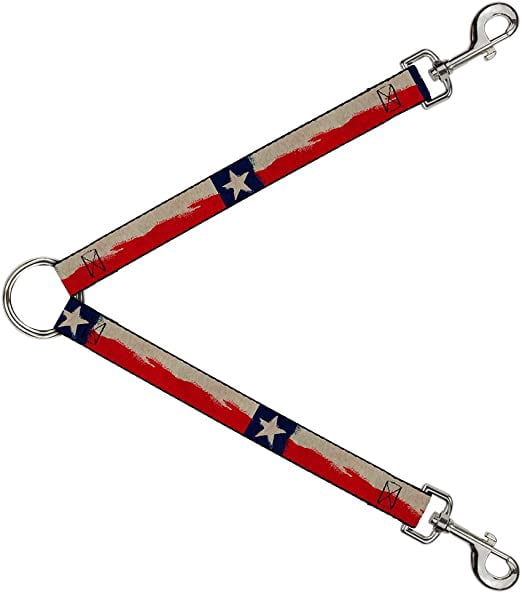 Buckle-Down Dog Leash Splitter Texas Flag Close Up Distressed Painting 1 Foot Long 1 Inch Wide
