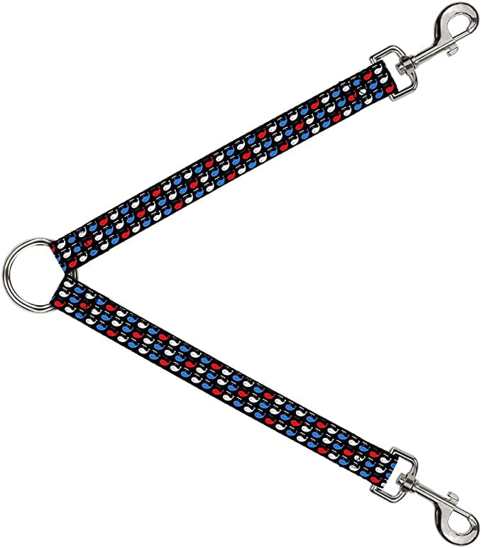 Buckle-Down Dog Leash Splitter Whales Navy Red White Blue 1 Foot Long 1 Inch Wide