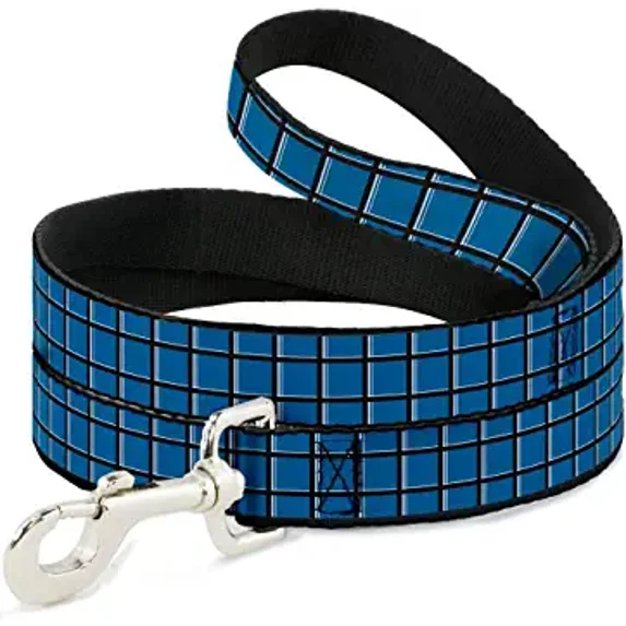 buckle-down "wire grid turquoise gray white" dog leash