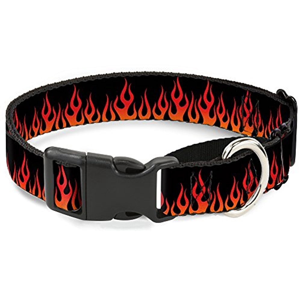 Buckle-Down Flames Black Orange Red Martingale Dog Collar
