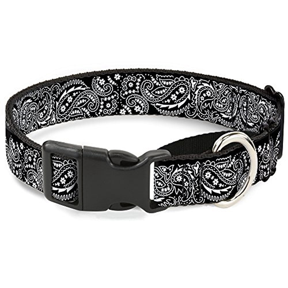 buckle-down floral paisley2 black white martingale dog collar