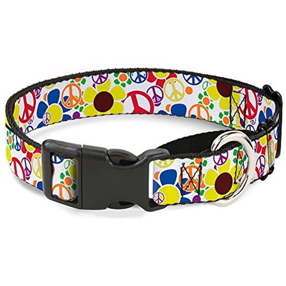 Buckle-Down Flower Peace Power Martingale Dog Collar