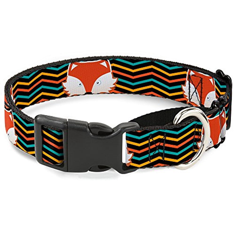 Buckle-Down Fox Face Stripes Black Multi Color Martingale Dog Collar
