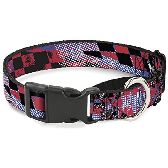 buckle-down grunge checker flag blue red martingale dog collar