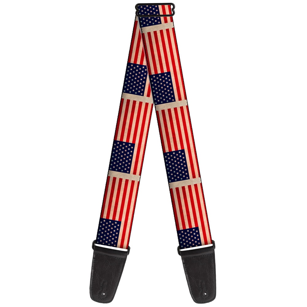 Buckle-Down Guitar Strap, American Flag Weathered Color Repeat, 2 Inches Wide