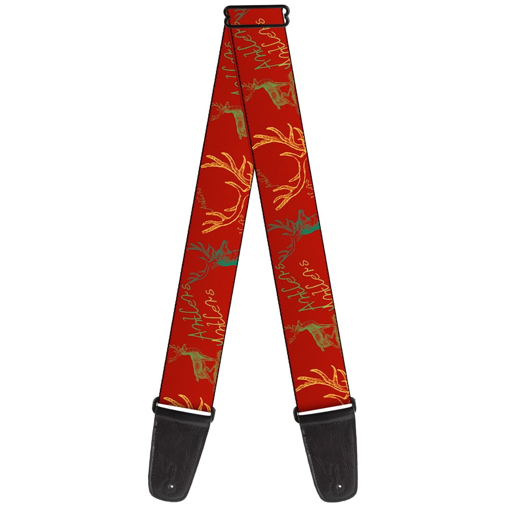 Buckle-Down Guitar Strap, Antlers Brown Turquoise Gold, 2 Inches Wide