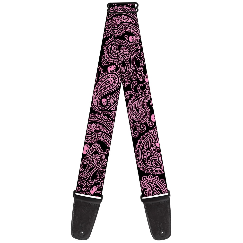 Buckle-Down Guitar Strap, Bandana Skulls Black Pink, 2 Inches Wide