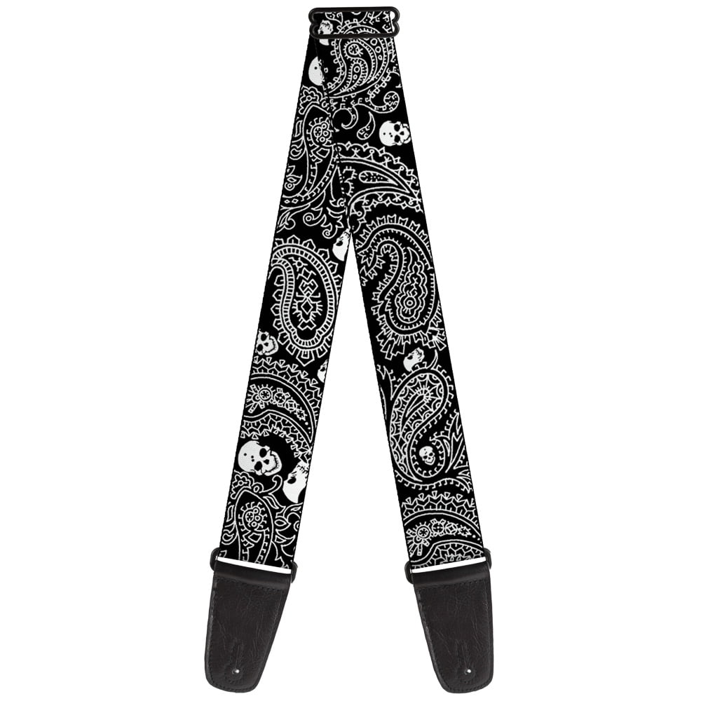 Buckle-Down Guitar Strap, Bandana Skulls Black White, 2 Inches Wide