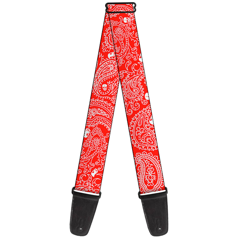 Buckle-Down Guitar Strap, Bandana Skulls Red White, 2 Inches Wide