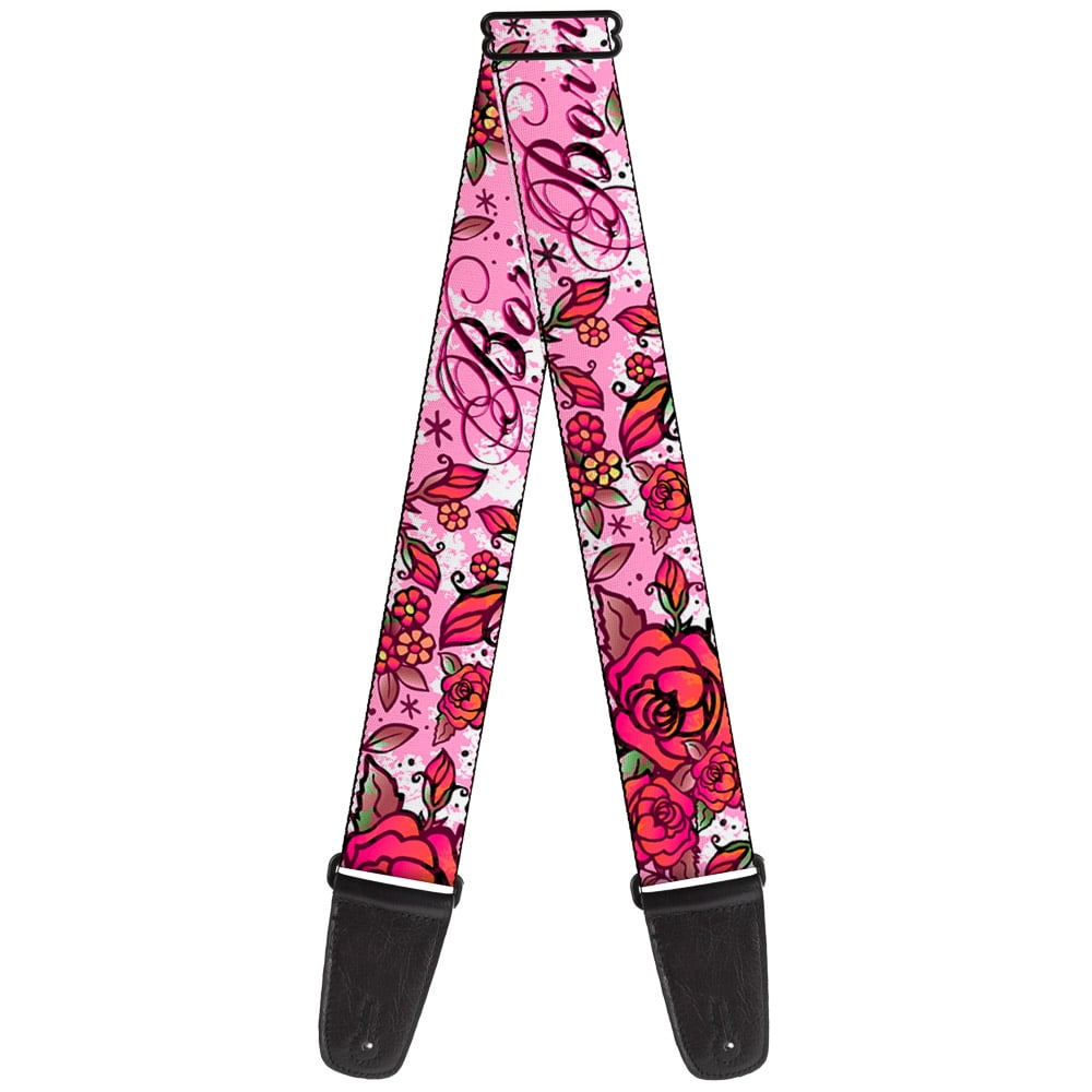 Buckle-Down Guitar Strap, Born to Blossom Pink, 2 Inches Wide