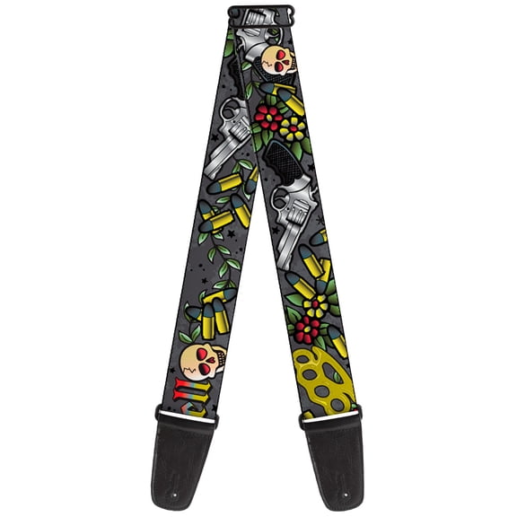 Buckle-Down Guitar Strap, Born to Raise Hell Gray, 2 Inches Wide