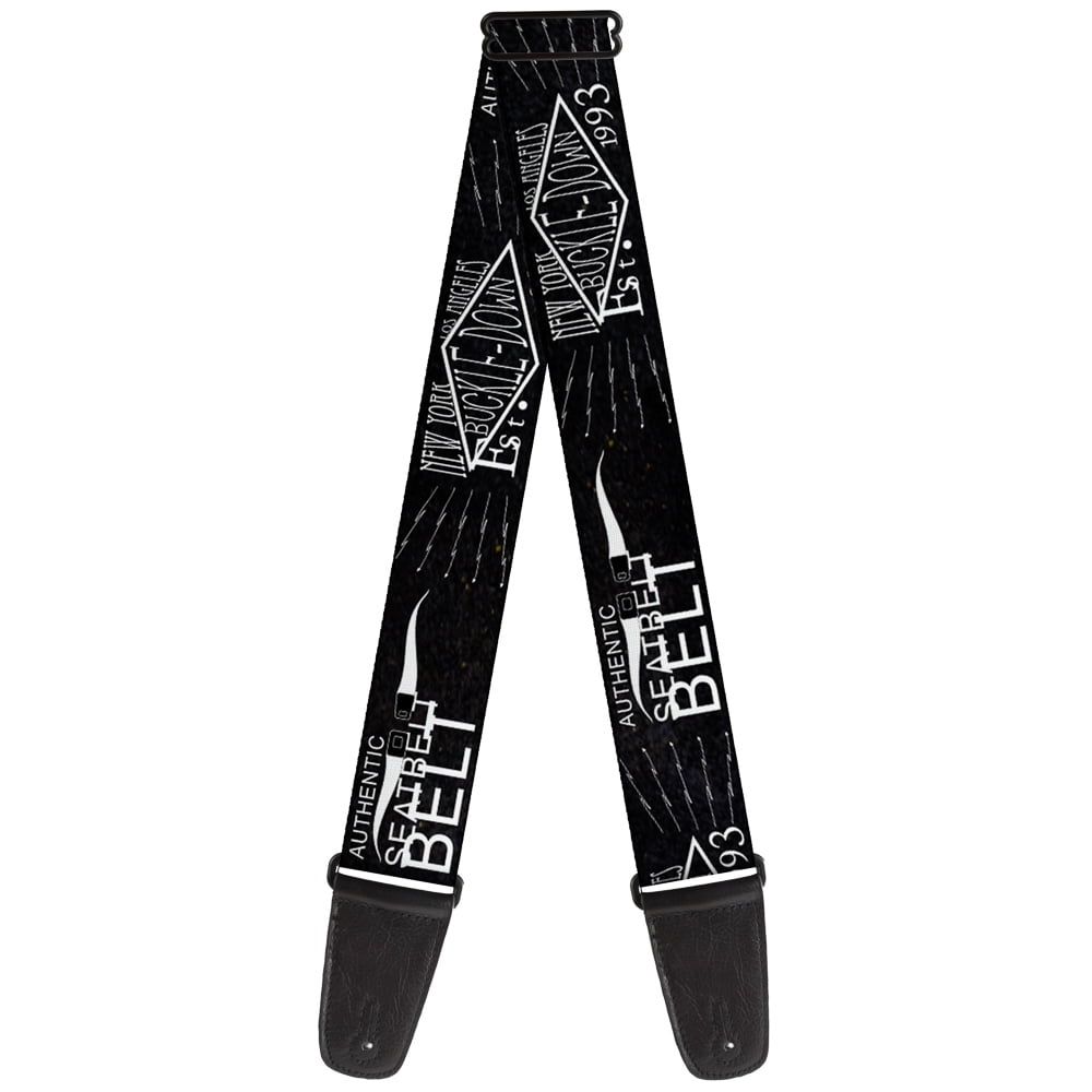 Buckle-Down Guitar Strap, Buckle Down Authentic Seatbelt Belt Ny La Black White, 2 Inches Wide