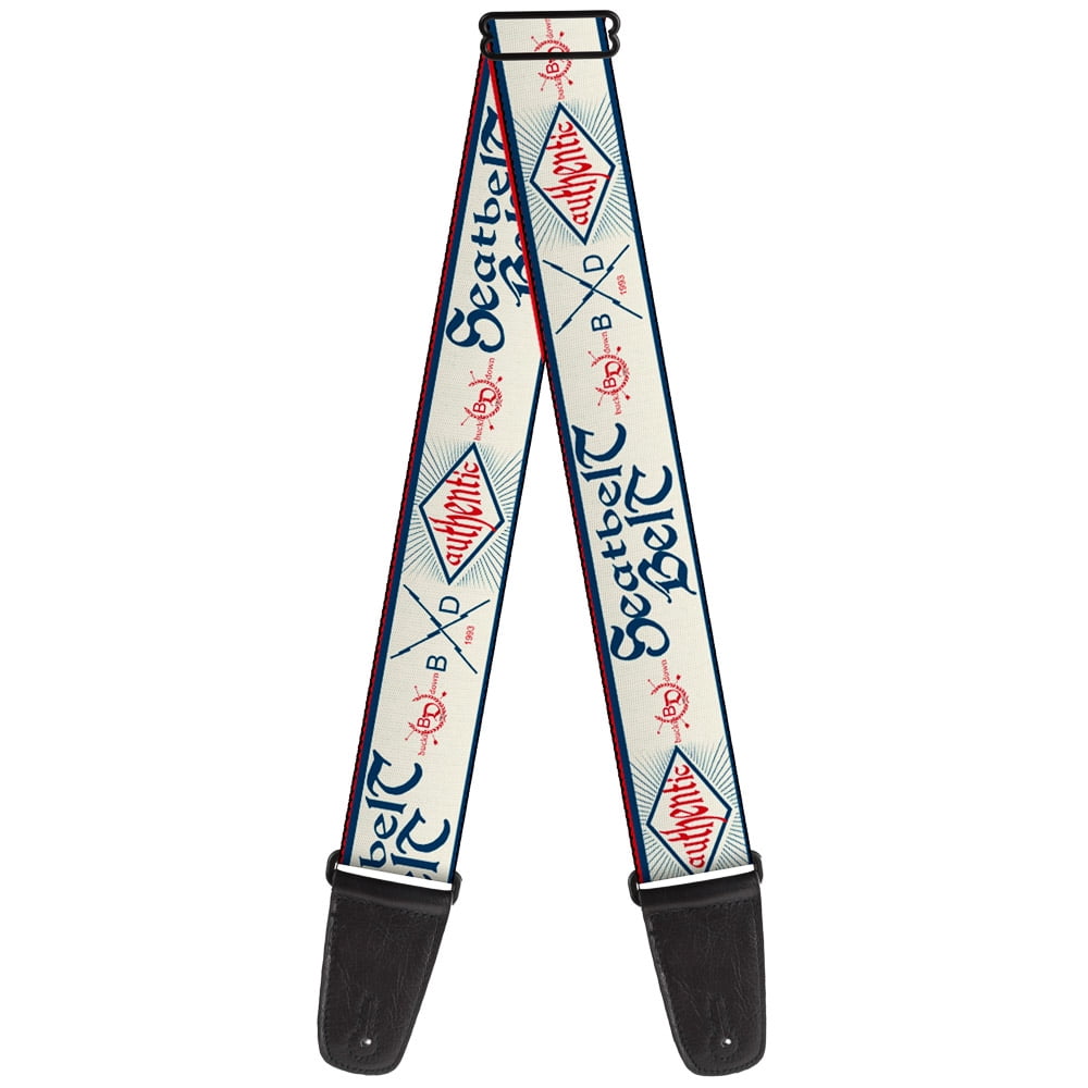 Buckle-Down Guitar Strap, Buckle Down Authentic Seatbelt Belt White Blue Red, 2 Inches Wide