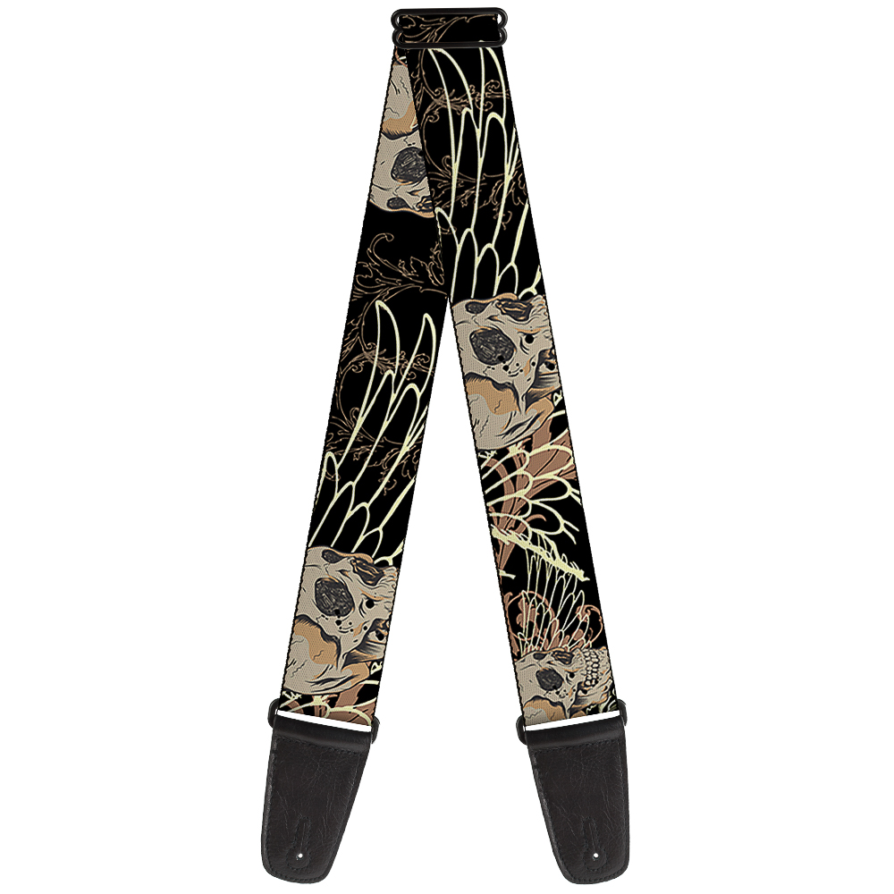 Buckle-Down Guitar Strap, Buckle Down Die Hard Skull Black Tans, 2 Inches Wide