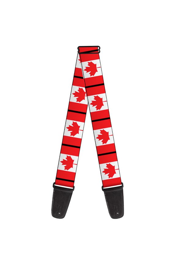 Guitar Strap, Canada Flags, 2 Inches Wide