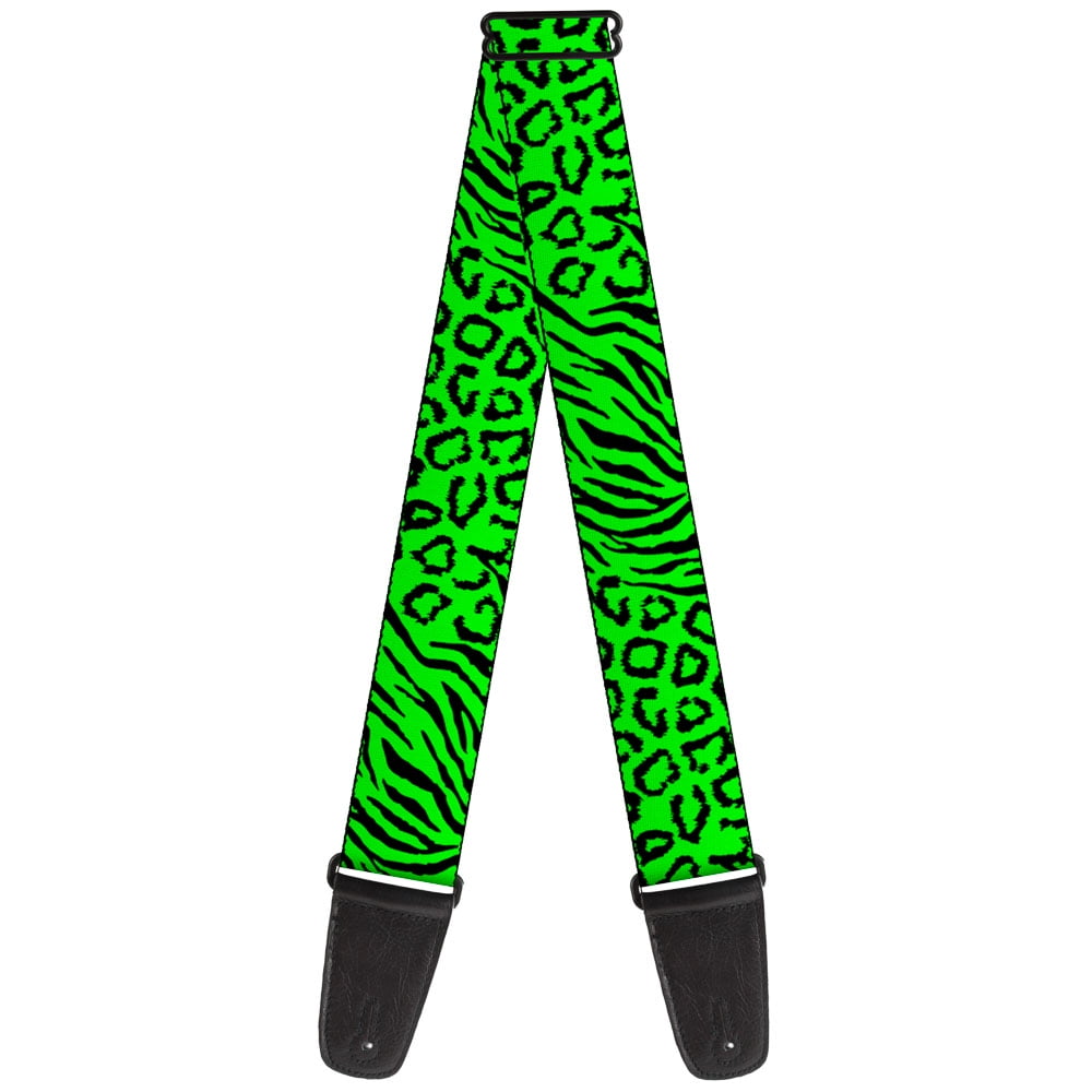 Buckle-Down Guitar Strap, Cheebra Green Black, 2 Inches Wide