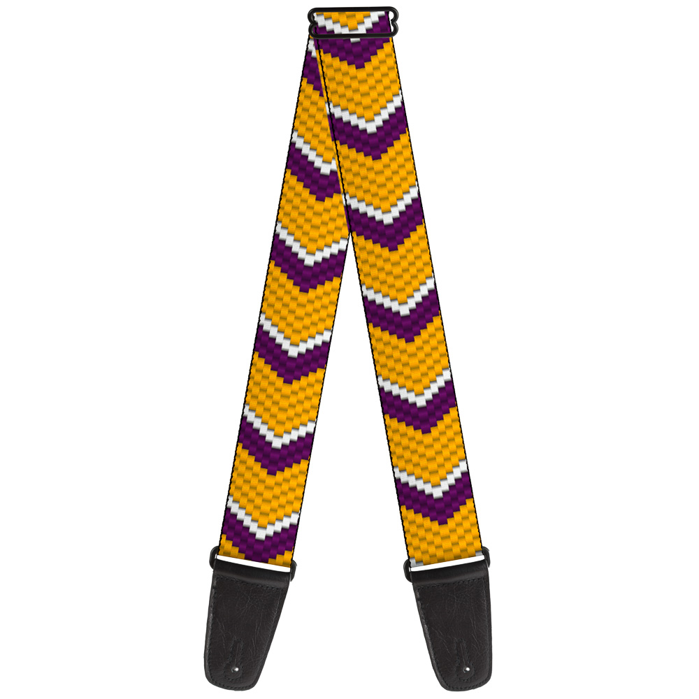 Buckle-Down Guitar Strap, Chevron Weave Gold Purple White, 2 Inches Wide