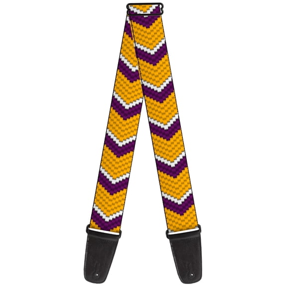 Buckle-Down Guitar Strap, Chevron Weave Gold Purple White, 2 Inches Wide