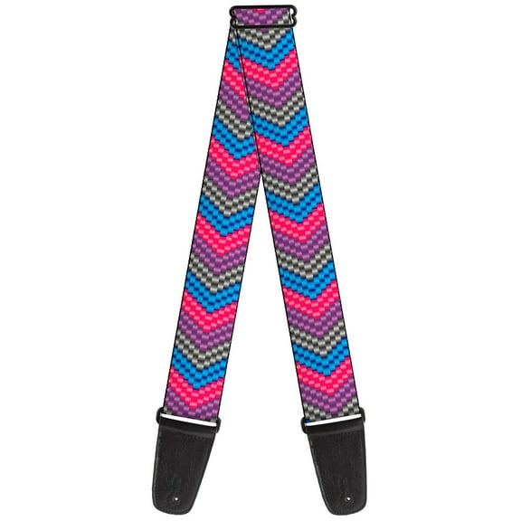 Buckle-Down Guitar Strap, Chevron Weave Gray Lavender Pink Baby Blue, 2 Inches Wide