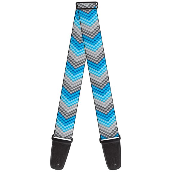 Buckle-Down Guitar Strap, Chevron Weave Grays Blues, 2 Inches Wide