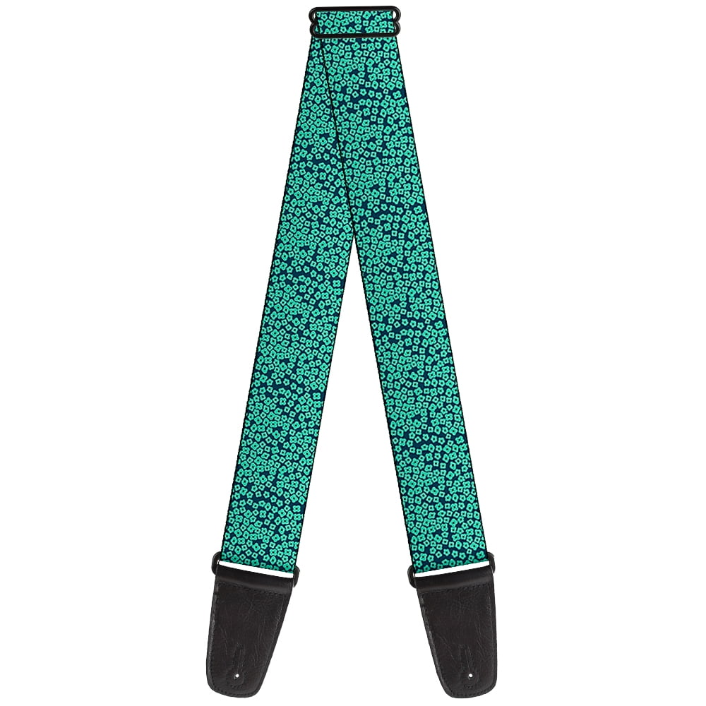 Buckle-Down Guitar Strap, Ditsy Floral Teal Light Teal Teal, 2 Inches Wide