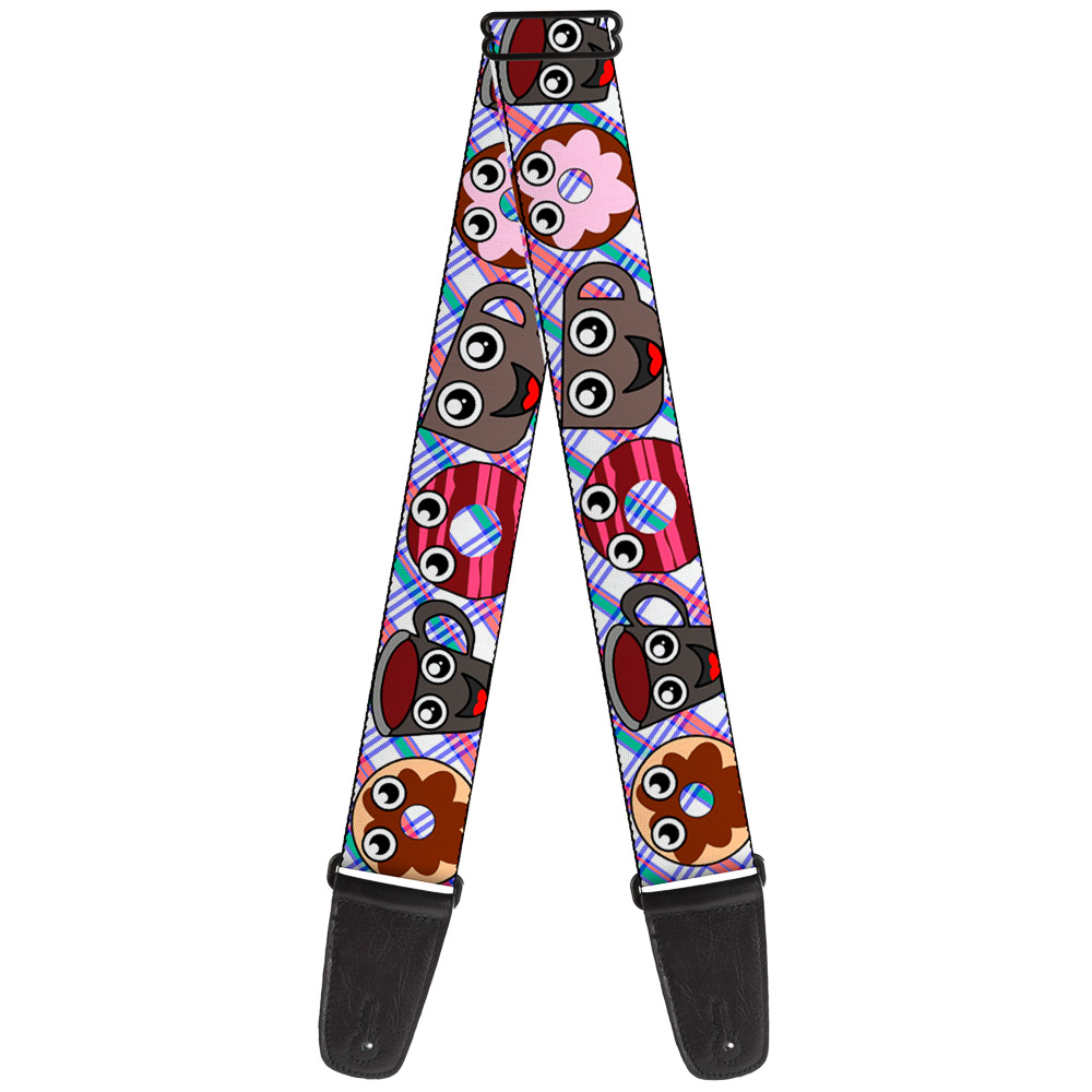 Buckle-Down Guitar Strap, Donuts Coffee Cartoon, 2 Inches Wide