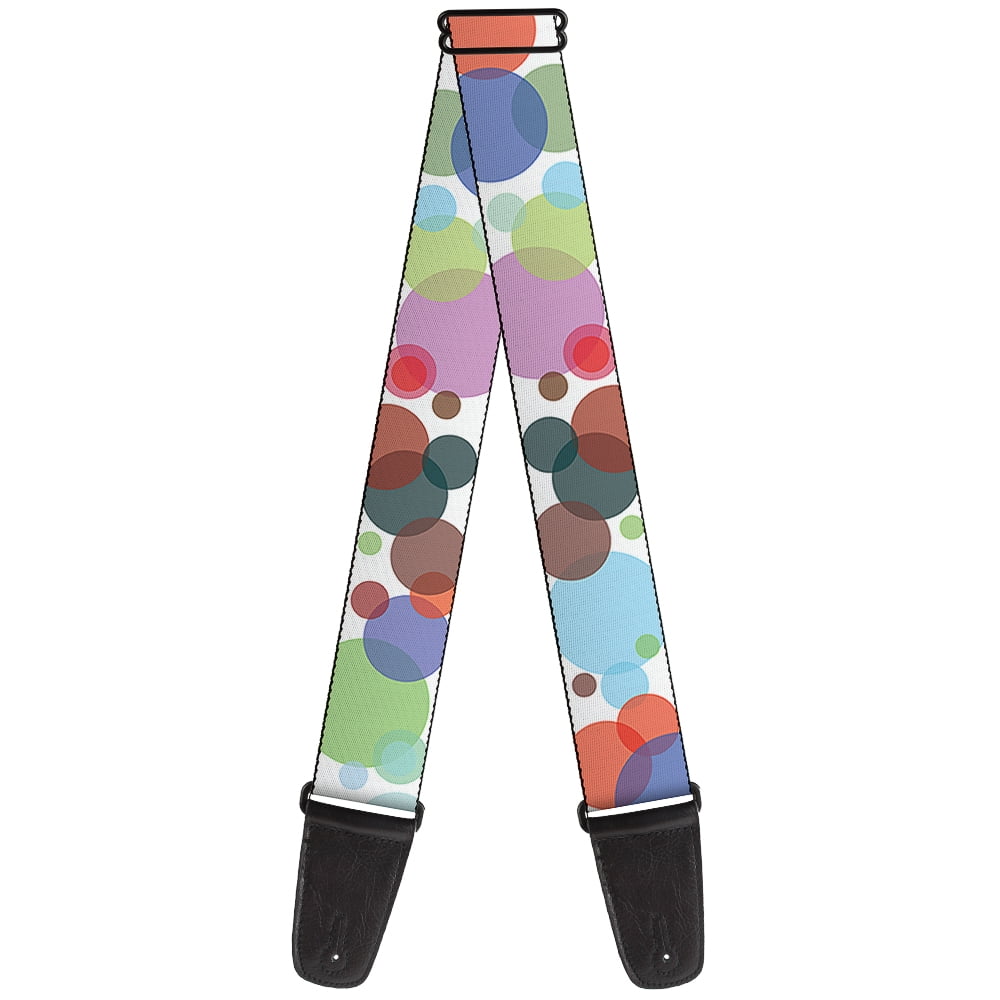 Buckle-Down Guitar Strap, Dots White Transparent Multi Color, 2 Inches Wide