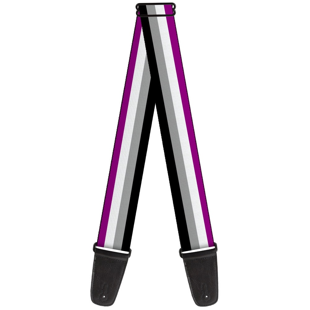 Buckle-Down Guitar Strap, Flag Asexual Black Gray White Purple, 2 Inches Wide