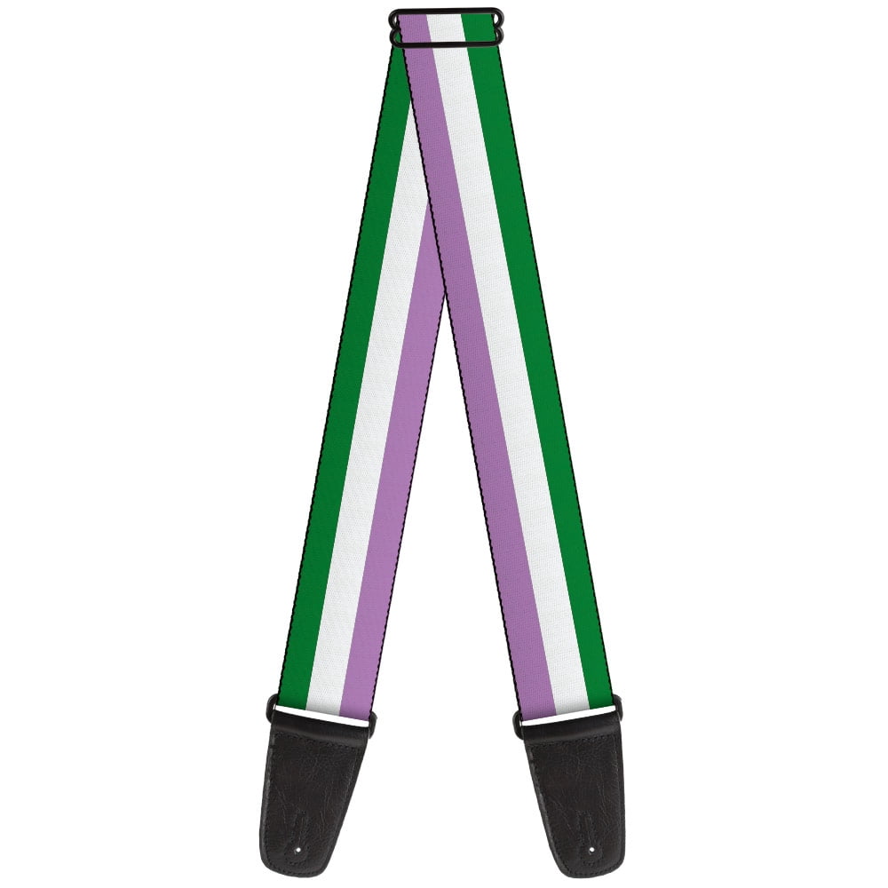 Buckle-Down Guitar Strap, Flag Genderqueer Lavender White Green, 2 Inches Wide