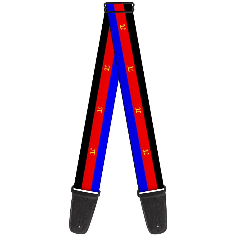 Buckle-Down Guitar Strap, Flag Polyamorous Pi Symbol Blue Red Black Yellow, 2 Inches Wide