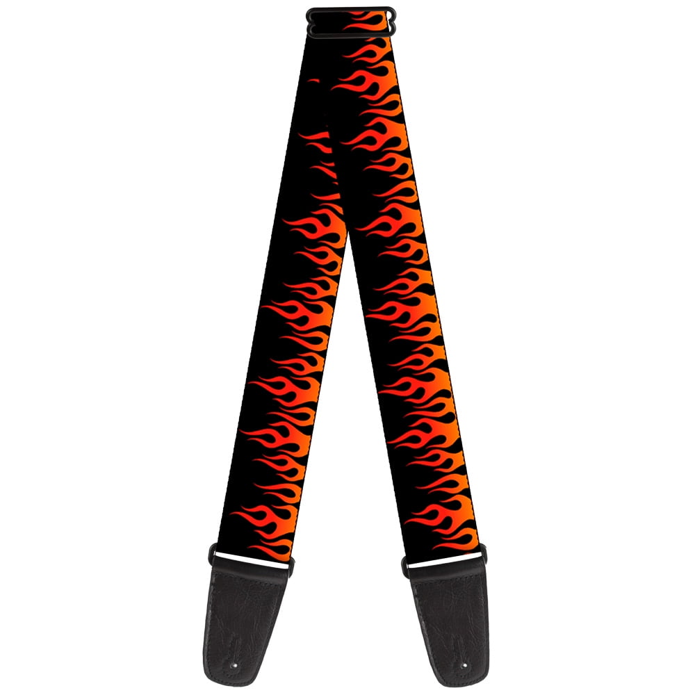 Buckle-Down Guitar Strap, Flames Black Orange Red, 2 Inches Wide
