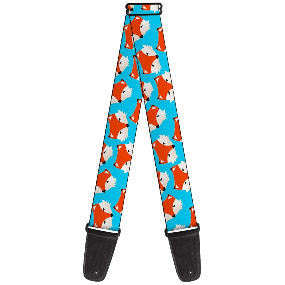 Buckle-Down Guitar Strap, Fox Face Scattered Sky Blue, 2 Inches Wide